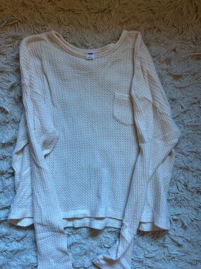 Old Navy Cream Waffle Knit Long Sleeve Top - Sleep Top